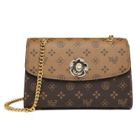 MKJ专柜正品轻奢老花山茶花2023新款单肩链条斜挎包大包牛皮方包女包