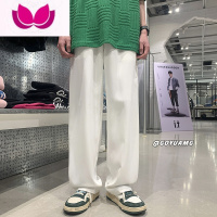 七斓高街垂感裤子男夏季薄款港风宽松潮牌冰丝裤韩版潮流休闲直筒长裤