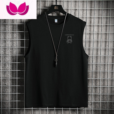 七斓夏季男士速干衣无袖背心潮流时尚印花冰丝薄款透气体恤衫潮流男装