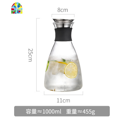 玻璃冷水壶耐热高温防爆大容量家用凉水杯透明茶壶晾白开水瓶套装 FENGHOU 大号-1500M+4个杯子凉水壶