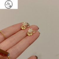 JiMi可爱花朵耳夹无耳洞女新款小众设计感独特复古精致蚊香盘小巧耳饰