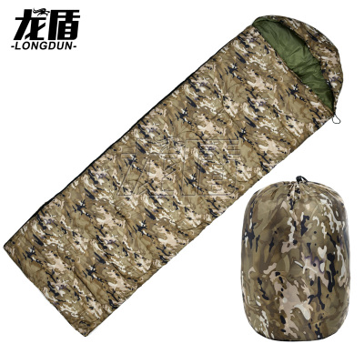 龙盾 户外信封式睡袋 加厚保暖成人单B迷彩野营睡袋 1.5KG水墨云纹冬