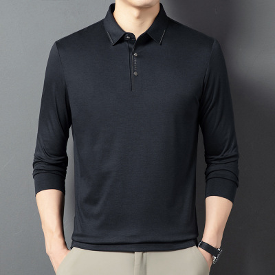 秋季男士长袖T恤翻领新款休闲polo衫男士数字印花