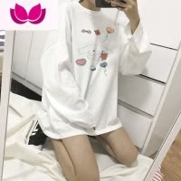 七斓港味宽松长袖t恤女装外穿早秋衣2023年新款白色短款上衣潮