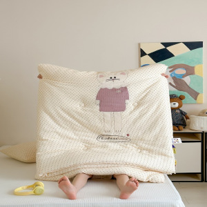 秋冬新款A类全棉双层纱卡通贴布绣山宁泰春秋冬被可机洗可机