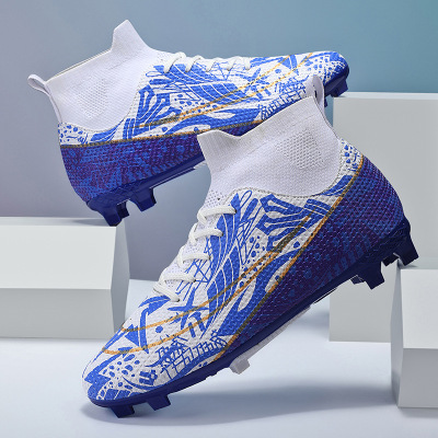 情侣秋季新款中帮平底涂鸦拼接运动轻便舒适透气户外套脚足球鞋