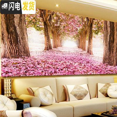 三维工匠十字绣2019新款绣全满线绣大幅客厅樱花树大气家用 大格/4股[高亮丝线]180*87cm[精准印花][送刺绣工