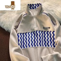 YANXU华夫格polo卫衣男士潮牌半拉链长袖t恤男装外套薄款