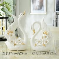 欧式创意陶瓷天鹅摆件实用一对客厅电视柜酒柜家居装饰品结婚 三维工匠 天鹅一对07