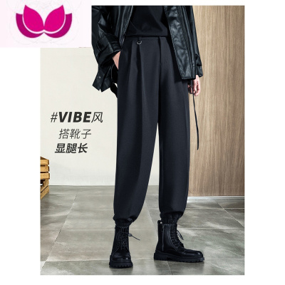 七斓配马丁靴的裤子男士vibe风宽松束脚裤高级感加绒西裤哈伦西装裤潮