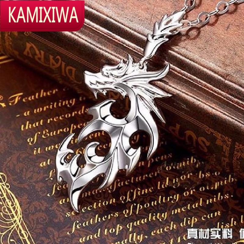 kamixiwa霸气火焰龙项链男生潮钛钢个性潮人项坠兄弟复古吊坠男士韩版