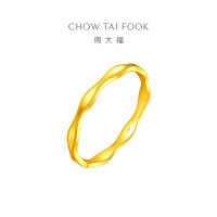 周大福ING系列 波浪足金黄金戒指女(工费:220计价)F232702七夕礼物