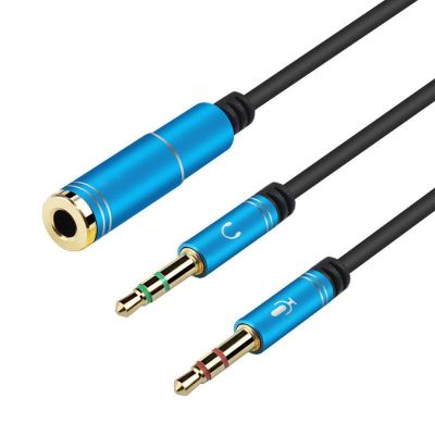 台式电脑耳机麦克风二合一转接线手机耳麦转换头音频分线器一分二-清澈蓝长30CMBASN