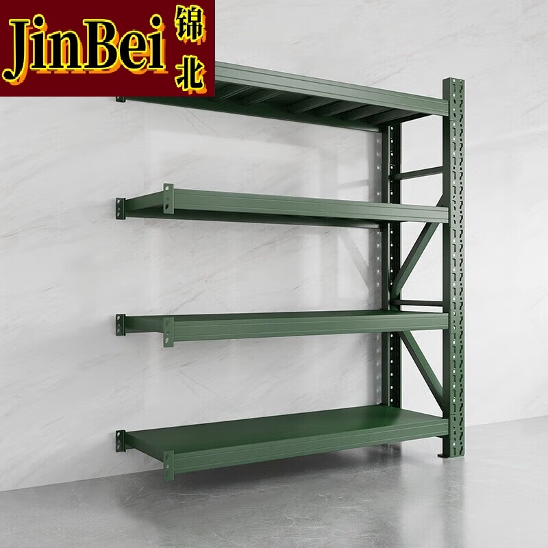 锦北货架仓储库房储物架军绿色四层副架350kg/层重型150*60*200cm