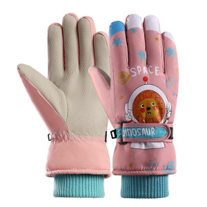 儿童保暖滑雪手套加厚防寒防泼水 儿童-粉色