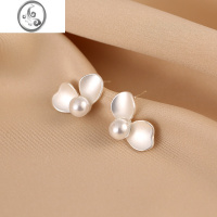 JiMi花瓣珍珠耳钉小众设计感耳环气质简约百搭耳饰蚊香盘无耳洞耳夹女