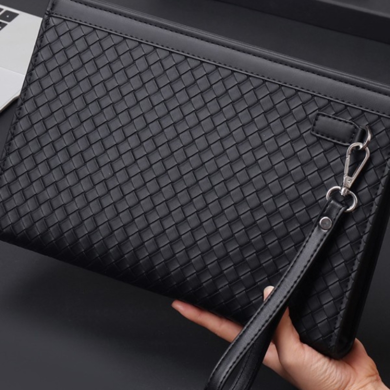 苏宁宜品&一禾亼物休闲长款编织纹手拿包大容量双拉链YH089