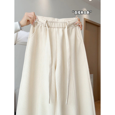 白色运动裤女秋冬季新款小个子宽松休闲大码阔腿香蕉裤子_19_469