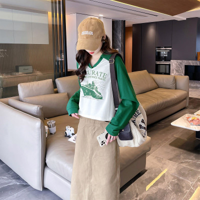 [3件8.5折67.9元,叠加优惠券]唐狮卫衣女夏季新款polo子拼接学院风上衣时尚别致潮