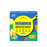 清风厨房抽纸2层76张3包1提加大加厚水油瞬吸B80CK1