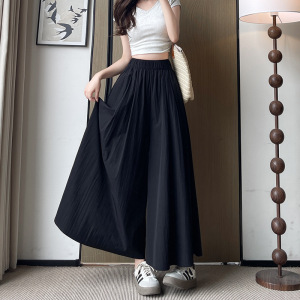 色裙裤女新款2026大码胖mm半身裙小个子垂感棉麻冰丝阔腿裤子