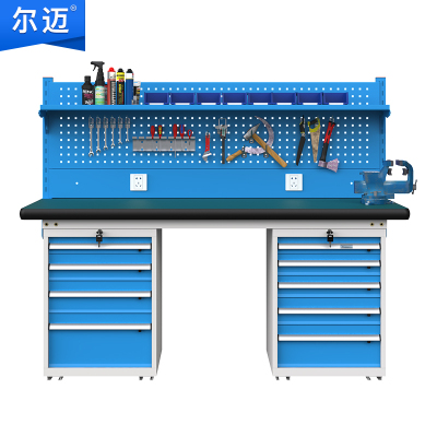 尔迈 重型钳工工作台防静电操作台工厂车间多功能维修工具台 2.1米 K款