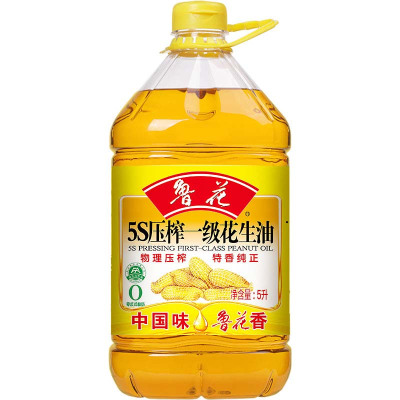 鲁花食用油 5S 压榨一级花生油 5L