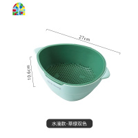 塑料双层家用菜篮网红创意洗菜盆洗水果小篮子733 FENGHOU 椭圆款-蓝黄双色洗菜篮洗菜篮