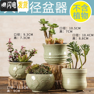 三维工匠多肉花盆陶瓷透气大口径家用创意粗陶肉肉植物小盆器 大口径盆器(4个) 小花盆容器