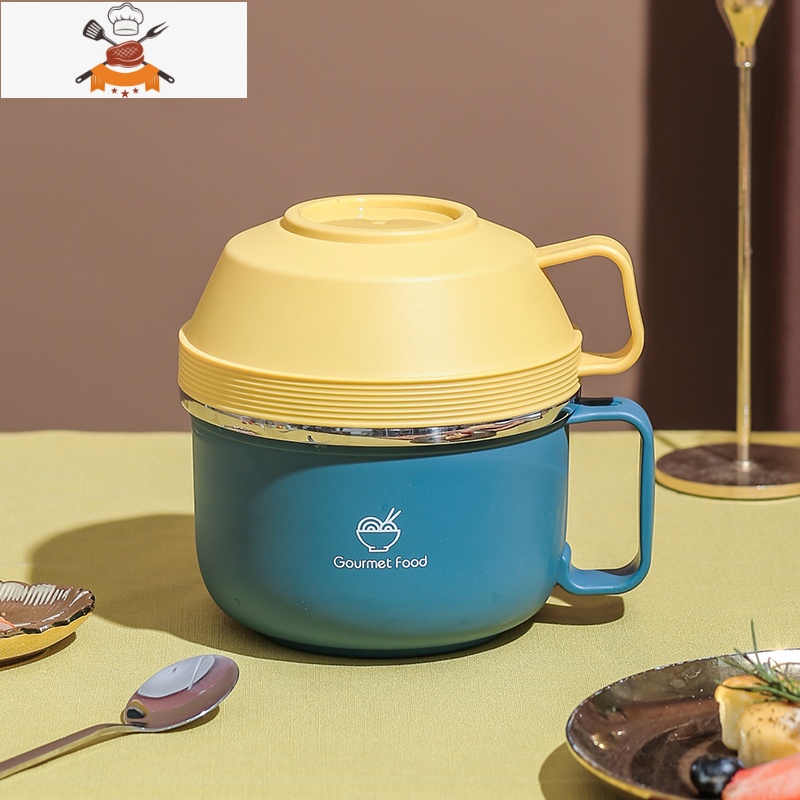 敬平304不锈钢泡面碗饭盒带盖小学生宿舍用上班族食堂打单个碗快餐杯