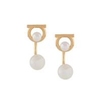 Salvatore Ferragamo金色调耳坠珍珠装饰2024新款女士饰品礼物 时尚精致气质百搭耳饰