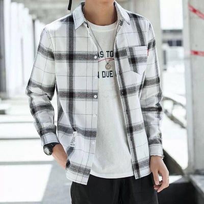 诺妮梦春秋季格子衬衫男士长袖韩版潮流学生帅气薄款外套休闲情侣衬衣