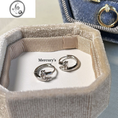 JiMiMercurys质感拉满的钉子耳扣微镶锆石耳钉简约百搭耳饰6mm小耳圈