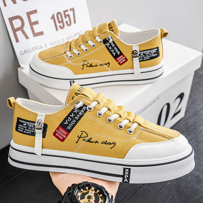 帆布男鞋2026新款春季休闲百搭低帮板鞋厚底耐磨舒适运动休闲潮鞋