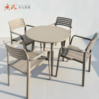 质凡户外碳钢小圆桌椅子组合室外摆不锈钢餐桌 80厘米圆桌+4椅