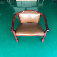 心业实木油蜡皮椅XY-QY02圈椅围椅休闲椅 此产品单件不出售批量请联系客服(仅在线下销售,仅供安徽政府部门批量采购)