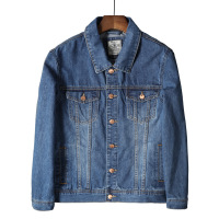 纯色 牛仔外套男款 春季新款男装牛仔夹克宽松大码休闲工装茄克衫