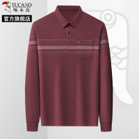 啄木鸟男士真口袋翻领上衣2025春季新款长袖t恤中年爸爸装POLO衫C
