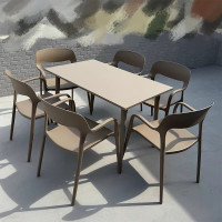 户外桌椅组合庭院花园休闲奶茶店室外摆碳钢餐桌套装 (香槟色)6椅+130*80cm碳钢长桌
