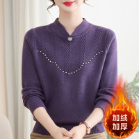 新款女士针织衫妈妈装加绒加厚冬季打底衫40-60岁中老年人毛衣女