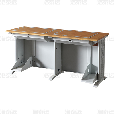 洛泰远 隐藏式翻转电脑桌培训桌教室机房多媒体学习桌办公桌C款双人位1600*600*750mm