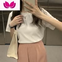 七斓圆领短袖白色t恤女2023年春款韩版修身显瘦打底正肩上衣