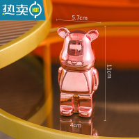 敬平轻奢风棉签收纳盒桌面个性陶瓷牙签收纳罐带盖桌面整理盒收纳罐子 粉色[亮光款]