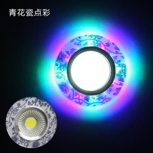 苏宁放心购 射灯LED天花灯嵌入式孔灯客厅 筒灯彩色水晶3w过道牛眼灯吊顶洞灯