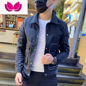 七斓潮流休闲男士夹克高端简约帅气外套潮男网红修身翻领长袖上衣男装