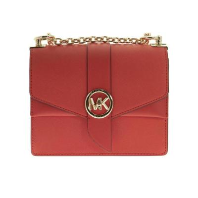 迈克·科尔斯(MICHAEL KORS)小牛皮女士斜挎包橙红复古链条肩带翻