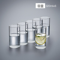 家柏饰(CORATED)家用简约玻璃杯带把手大容量透明耐热客厅喝水杯牛奶泡茶杯子套装 6个装320ML(直身杯)