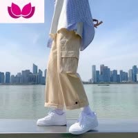 七斓卡其色工装裤子男士潮牌ins宽松大码日系高街直筒休闲长裤