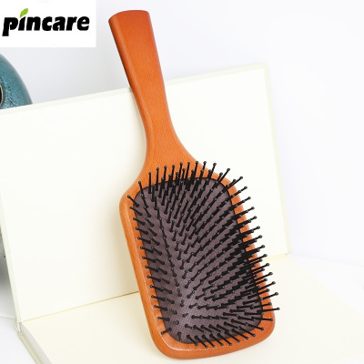 品佳pincare气囊气垫梳子卷发长发顺发头皮按摩梳防静电木梳子不打结榉木男女保健气囊梳大款方形