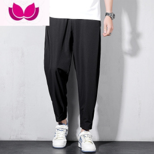 七斓夏季垂感冰丝裤胖子速干九分休闲裤加肥加大码胖人裤子男显瘦肥佬